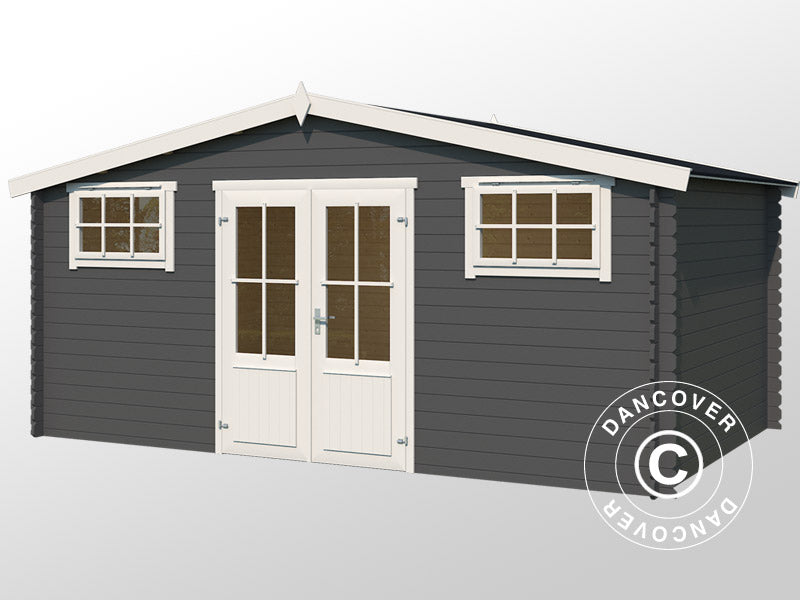 Abri, cabane en bois Sandvika 4,8x2,92x2,45m, 28mm, 13,59m², Gris foncé