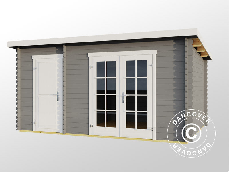 Casetta da giardino, casetta in Legno Riga 4,25x2,8x2,22m, 34mm, 11,3m², Grigio chiaro