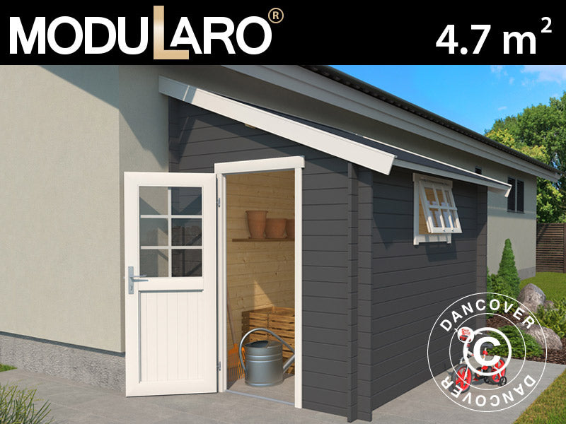 Abri adossé en bois Vanda 1,8x2,75x2,68m, 28mm, 4,7m², Gris foncé