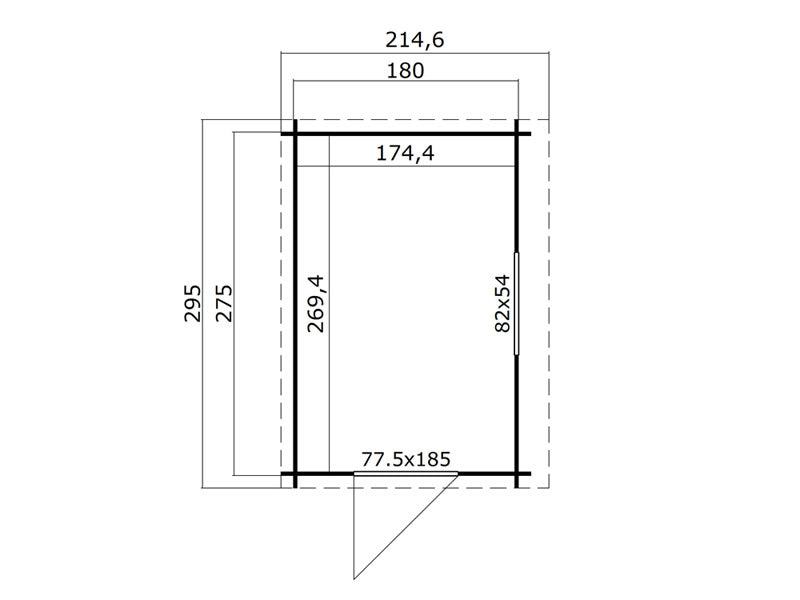 Casetta da giardino a parete in legno Vanda 1,8x2,75x2,68m, 28mm, 4,7m², Grigio chiaro