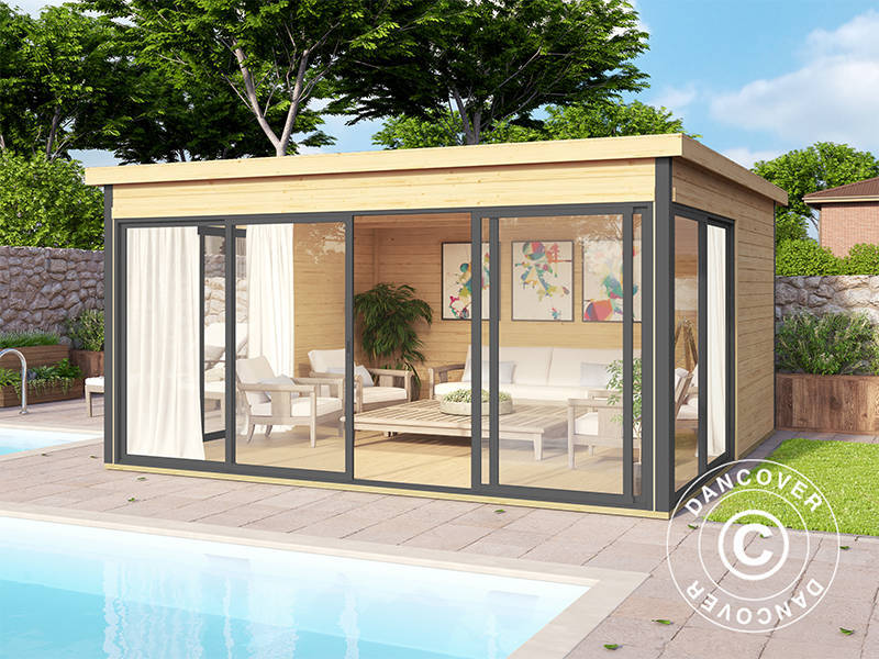 Casetta in legno Geneva, 4,18x4,18x2,39m, 44mm, Naturale