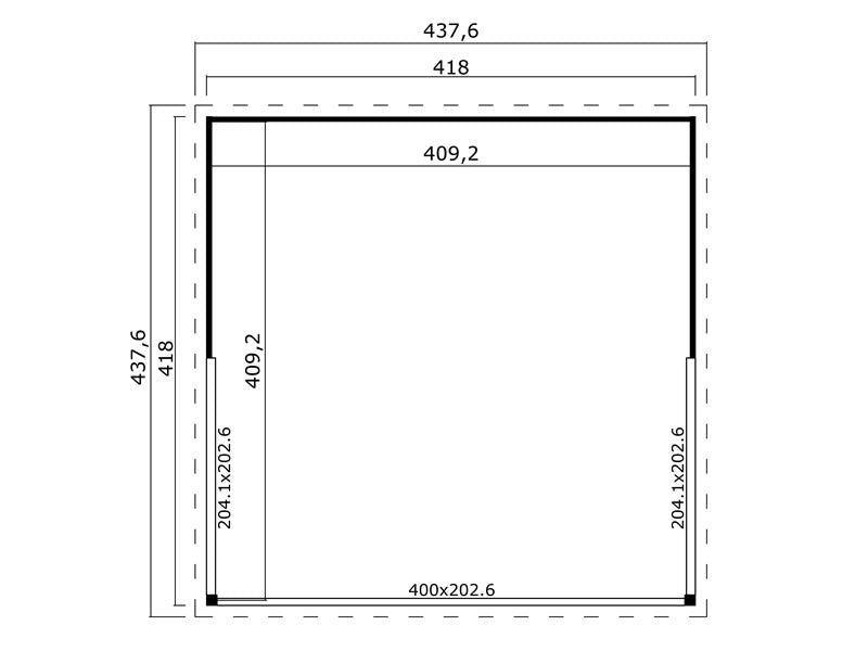 Casetta in legno Geneva, 4,18x4,18x2,39m, 44mm, Naturale