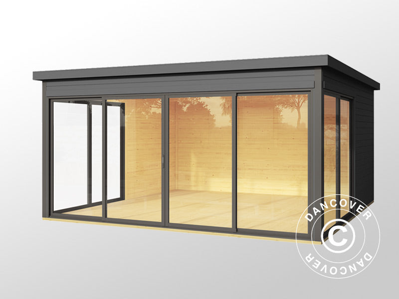 Gartenhaus Geneva, 4,18x4,18x2,39m, 44mm, Dunkelgrau