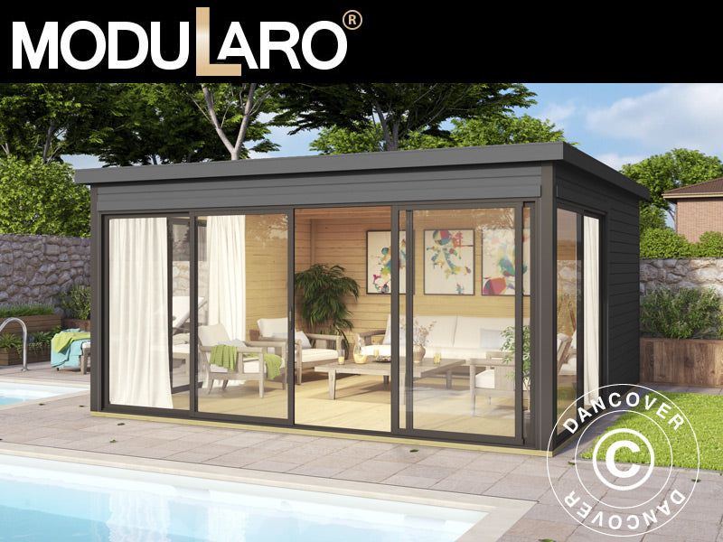 Gartenhaus Geneva, 4,18x4,18x2,39m, 44mm, Dunkelgrau