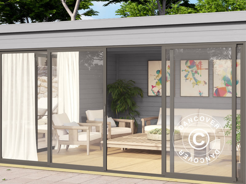 Gartenhaus Geneva, 4,18x4,18x2,39m, 44mm, Hellgrau