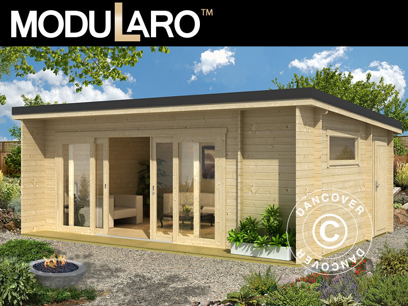 Casetta in legno Milano, 6,08x3,9x2,45m, 44mm, Naturale