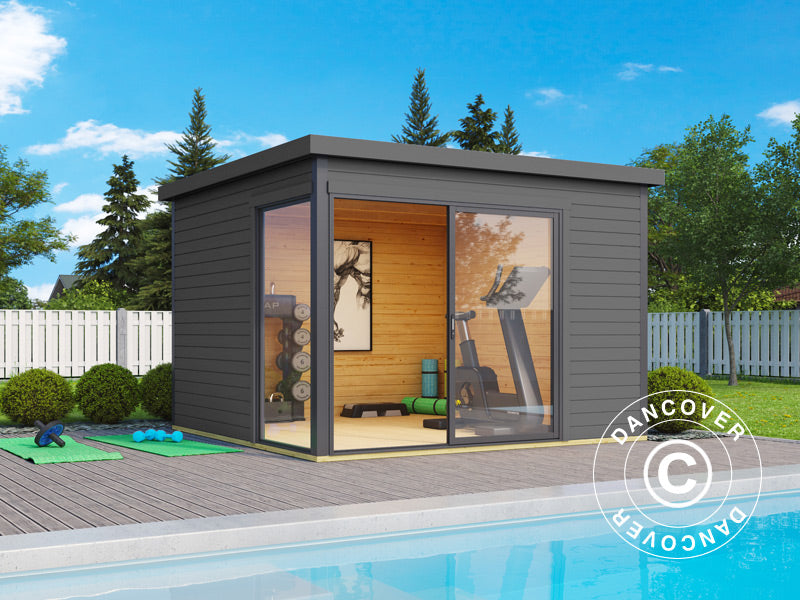 Casetta in legno Set Geneva, 3x3x2,39m, 44mm, Grigio Scuro