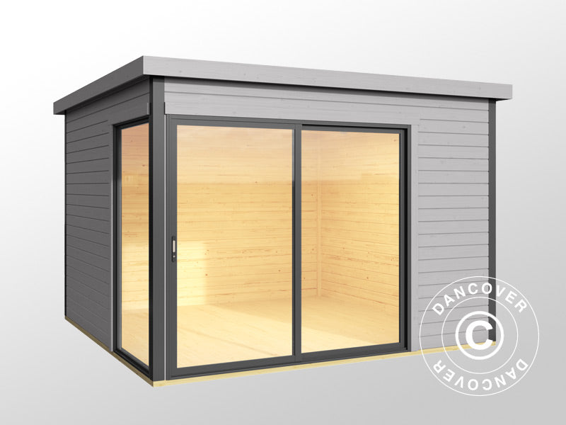 Cabane en bois Set Geneva, 3x3x2,39m, 44mm, Gris Clair