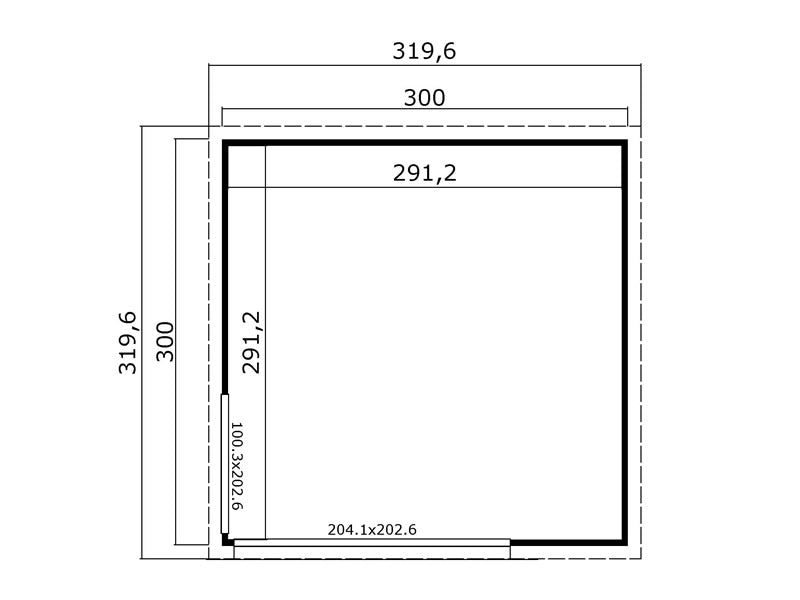 Cabane en bois Set Geneva, 3x3x2,39m, 44mm, Gris Clair