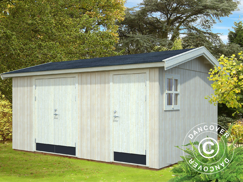 Holzschuppen mit Bodenbelag, 4,52x3,3x2,61m, 13,5m², Natur