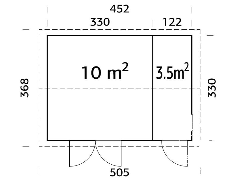 Abri en bois avec plancher, 4,52x3,3x2,61m, 13,5m², Naturel