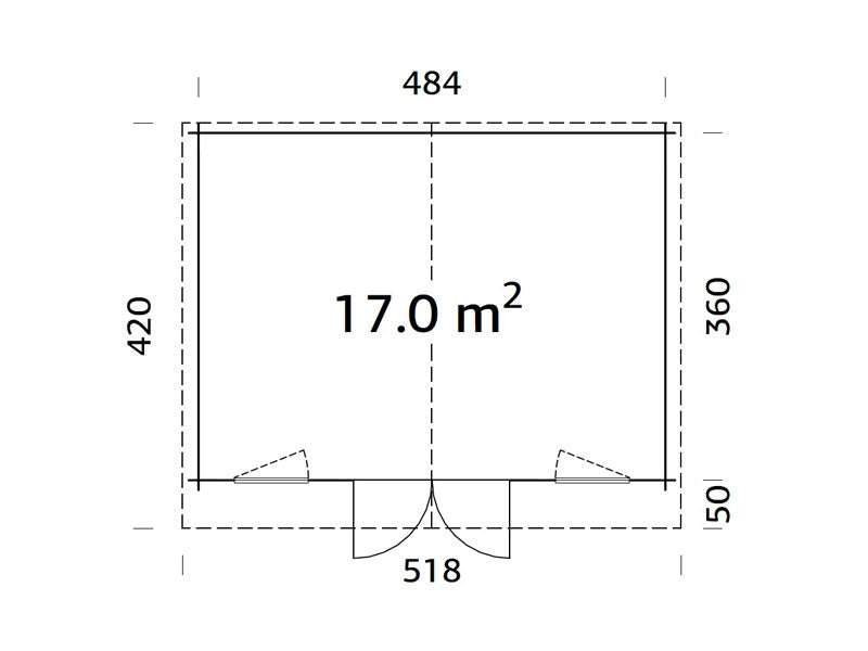 Cabane en bois, 5,04x3,8x2,45m, 17m², Naturel