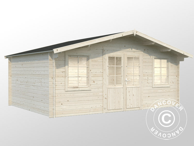 Cabane en bois avec plancher, 5,04x3,8x2,45m, 17m², Naturel