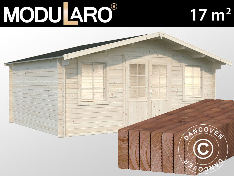 Cabane en bois avec plancher, 5,04x3,8x2,45m, 17m², Naturel