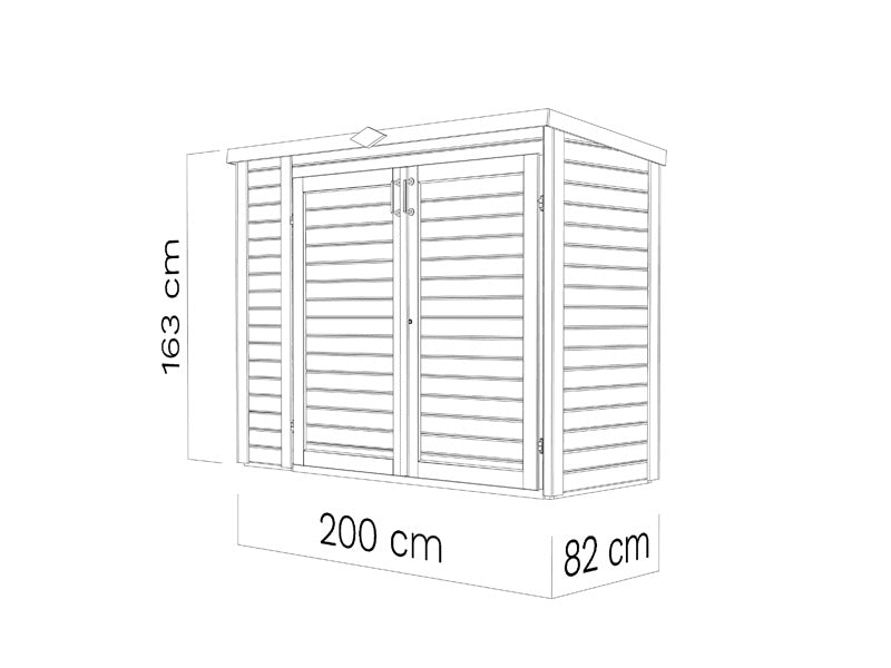 Casetta in legno Bertilo Multibox3, 2x0,82x1,63m, 1,6m², Naturale
