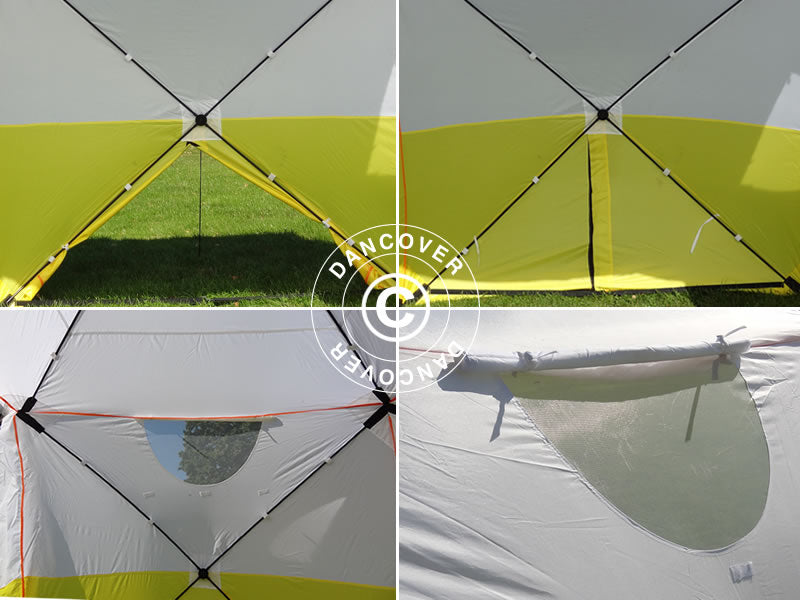 Tenda da lavoro, FleXshelter PRO+, 1,8x1,8x2m, PVC, Ritardante di fiamma, Giallo/Bianco