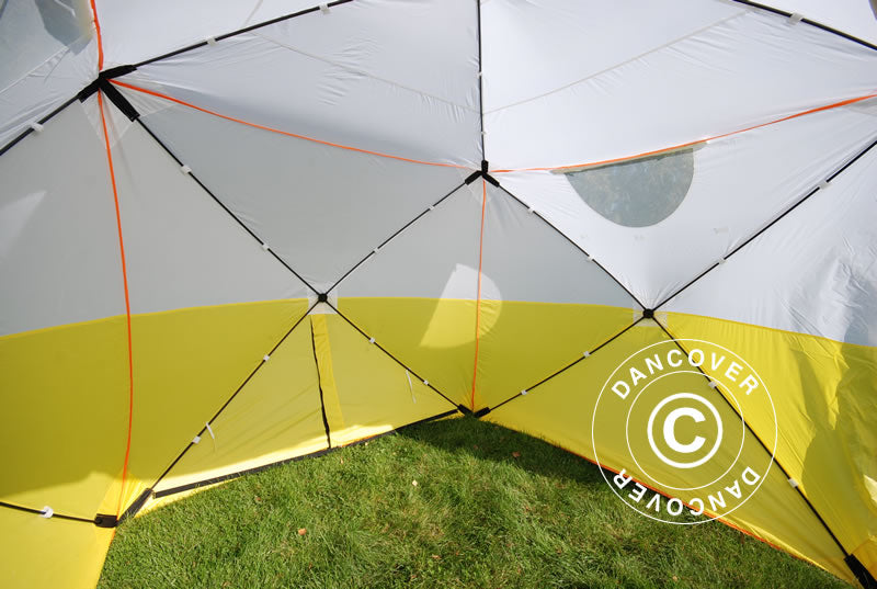 Tente de chantier, FleXshelter PRO+, 2,5x2,5x2m, PVC, Ignifuge, Jaune/Blanc
