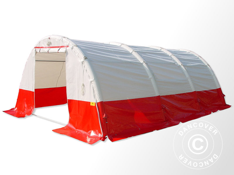 Aufblasbares Sanitäts- & Notfallzelt FleXshelter PRO, 5,5x6m, weiß/rot