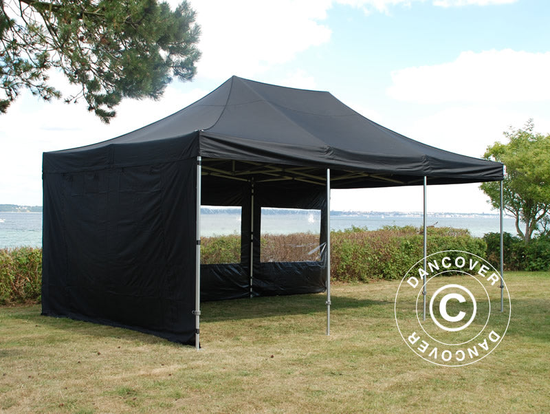 Tente pliante FleXtents PRO Steel 4x6m Noir, avec 8 cotés