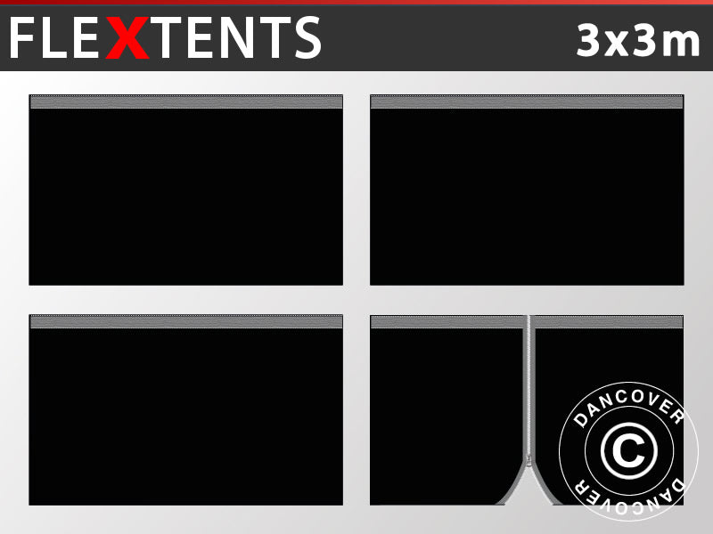 Kit pareti laterali fianco del FleXtents 3x3m, Nero