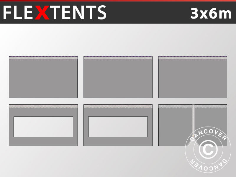 Kit paroi latérale pour Tente pliante FleXtents 3x6m, Gris