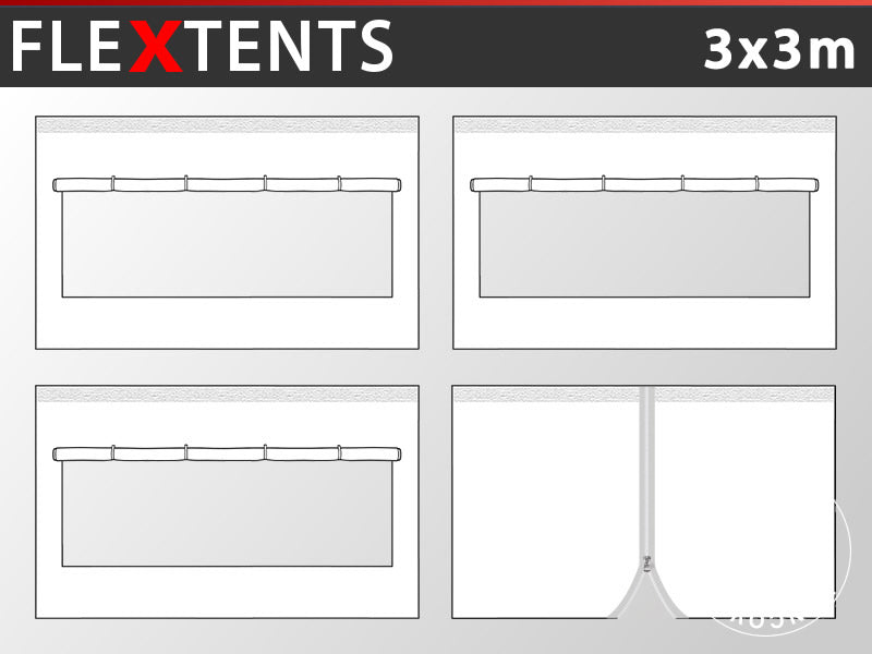 Kit paroi latérale pour Tente pliante FleXtents 3x3m, Blanc