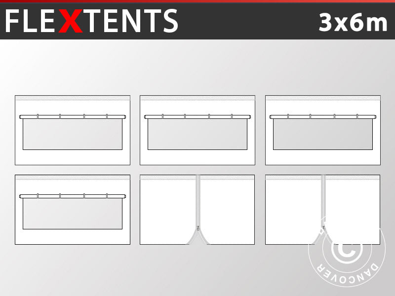 Kit pareti laterali fianco del FleXtents 3x6m, Bianco