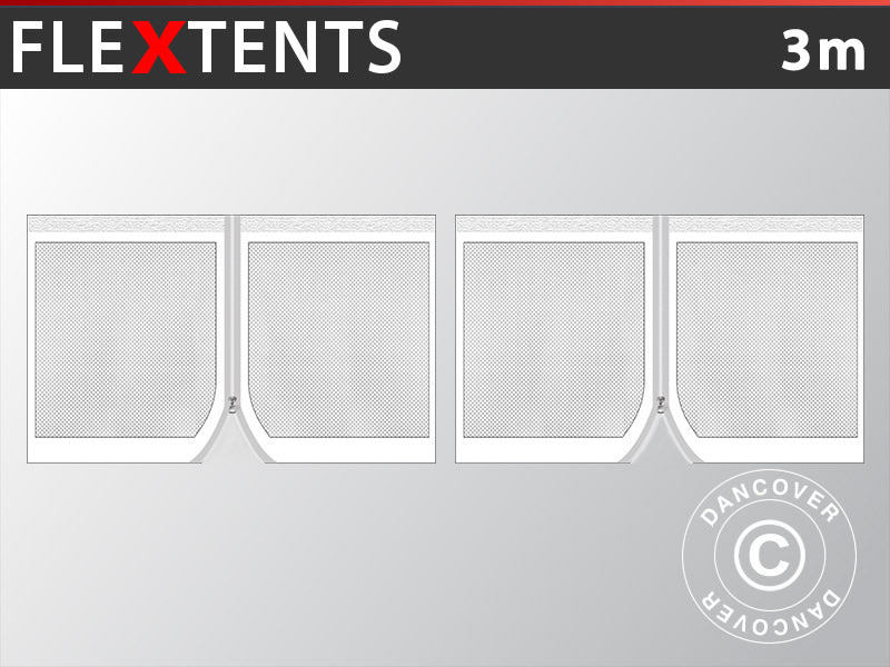 3m parois latérales moustiquaire FleXtents, Blanc 2pcs