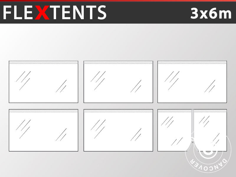Kit pareti laterali fianco del FleXtents 3x6m, Trasparente