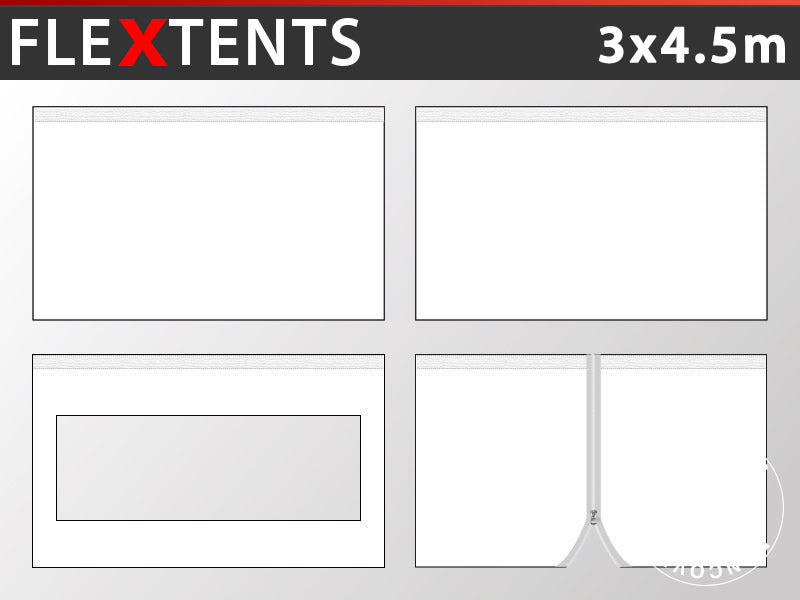 Kit paroi latérale pour Tente pliante FleXtents 3x4,5m, Blanc