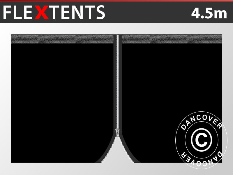 Paroi latérale avec fermeture éclaire pour FleXtents, 4,5m, Noir