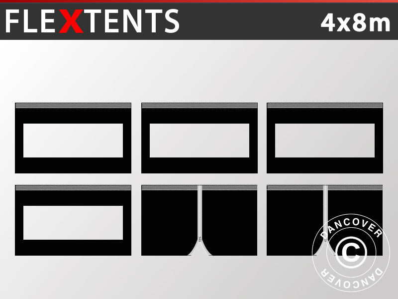 Kit paroi latérale pour Tente pliante FleXtents 4x8m, Noir