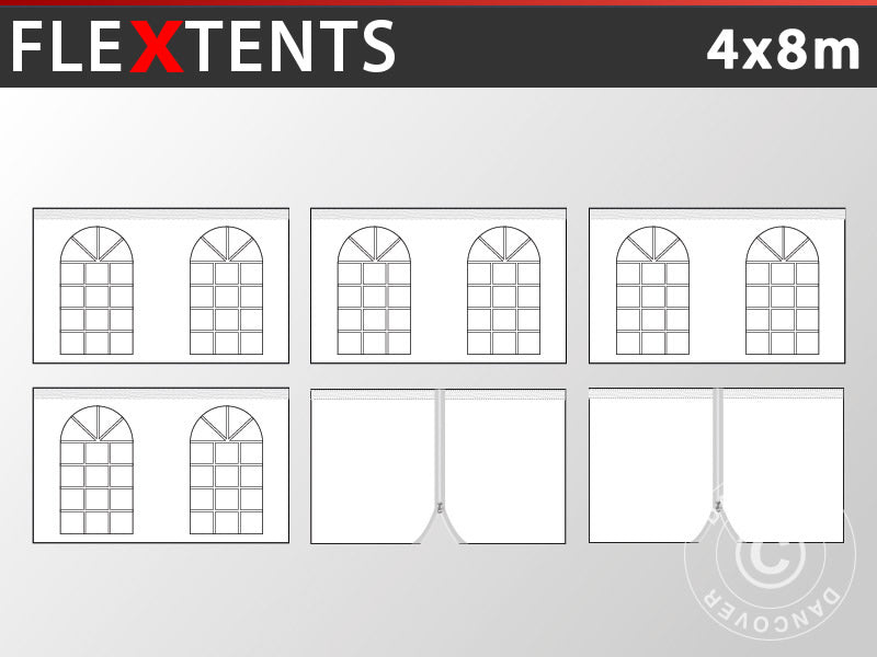 Seitenwand-Set für das Faltzelt FleXtents Vintage 4x8m, Weiß