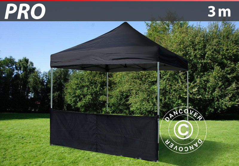 Halbe Seitenwand für FleXtents PRO, 3m, Schwarz