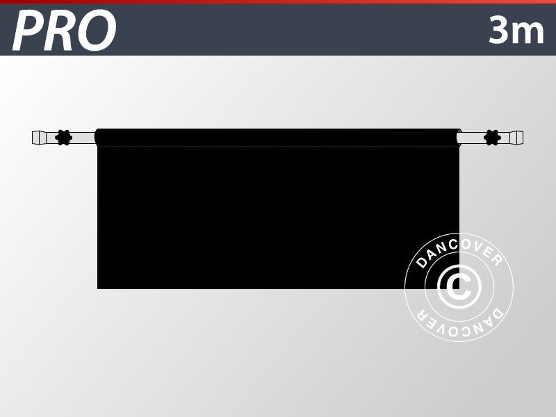 Halbe Seitenwand für FleXtents PRO, 3m, Schwarz