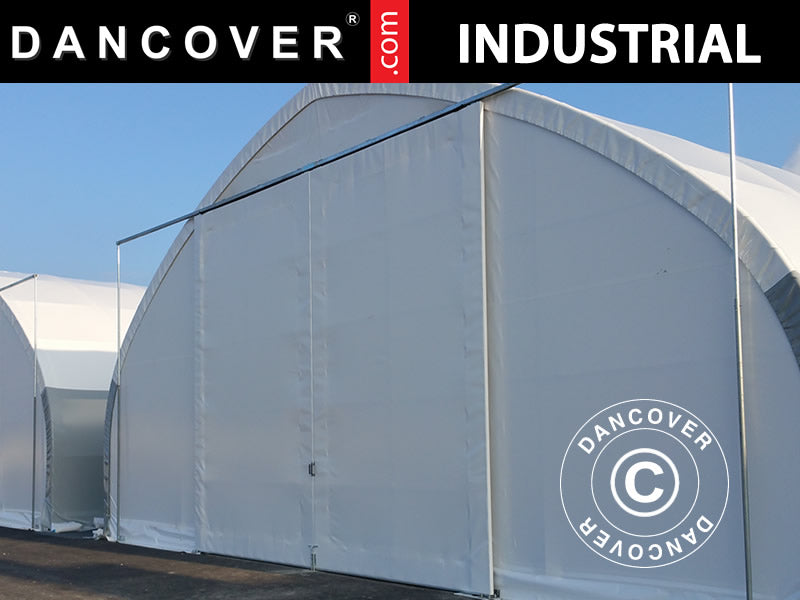 Porte coulissante 3,5x3,5m pour tente de stockage, tunnel agricole 10m, PVC, Blanc