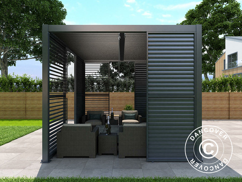 Paroi avec persiennes pour pergola bioclimatique San Pablo, 0,90x2,175m, Noir