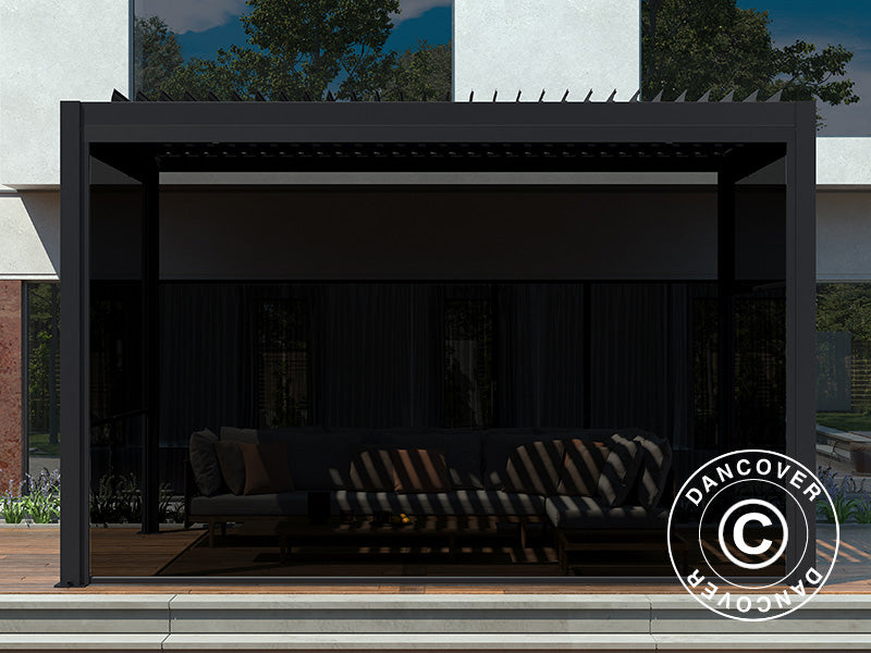 Schermo laterale per gazebo pergola bioclimatico San Pablo, 4m, Nero