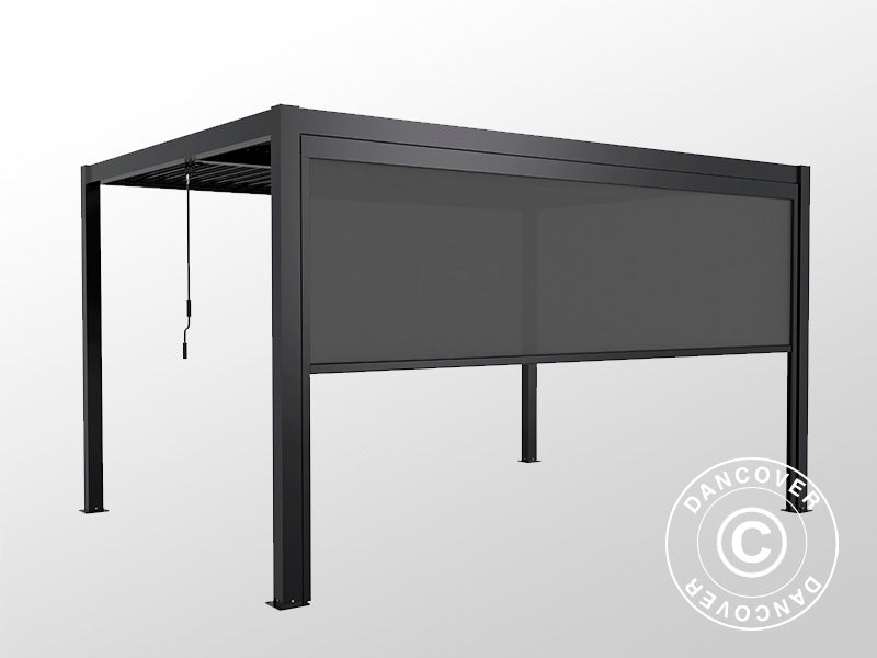 Schermo laterale per gazebo pergola bioclimatico San Pablo, 4m, Nero