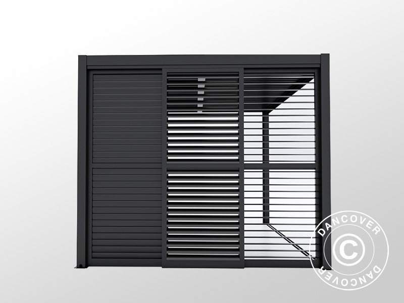 Ensemble de portes coulissantes à lames pour tonnelle de jardin San Pablo 3m, 0,92x2,18m, Noir