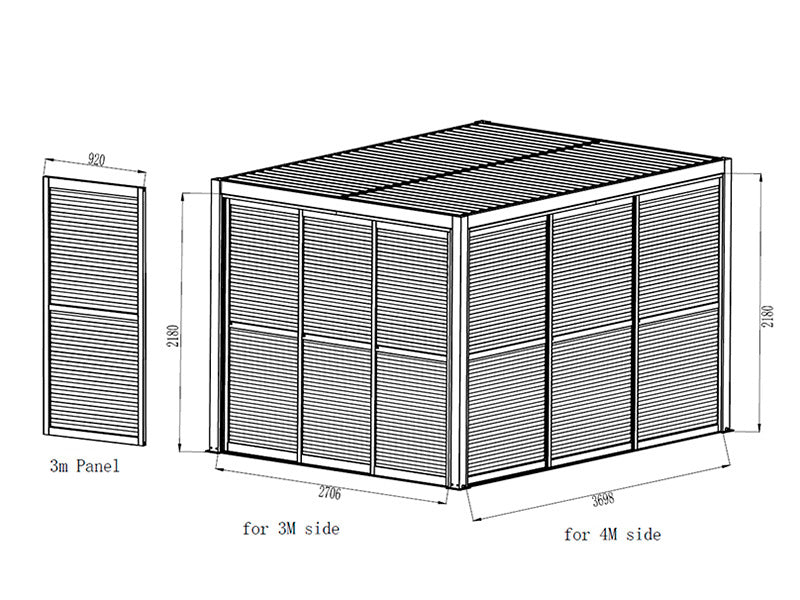 Ensemble de portes coulissantes à lames pour tonnelle de jardin San Pablo 3m, 0,92x2,18m, Noir