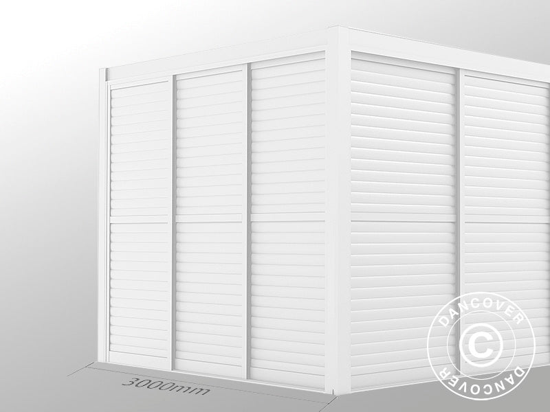 Set de portes coulissantes à lames pour tonnelle pergola San Pablo 3m, 0,92x2,18m, Blanc