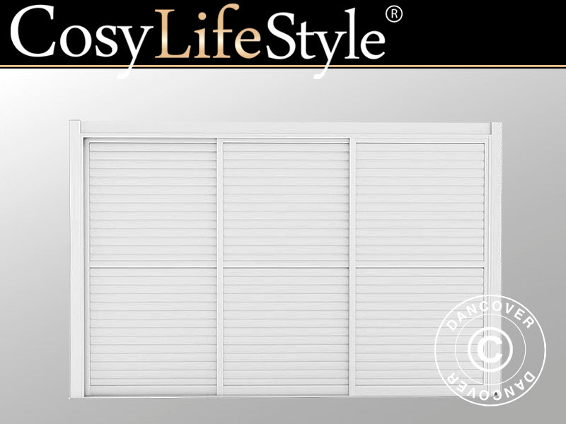 Set de portes coulissantes à lamelles pour tonnelle de jardin San Pablo 4m, 1,25x2,18m, Blanc