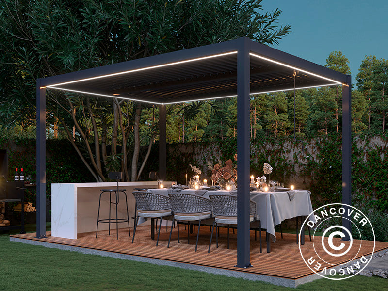 Striscia luminosa LED per pergola San Pablo 3x3m, 4 pz., Bianco caldo