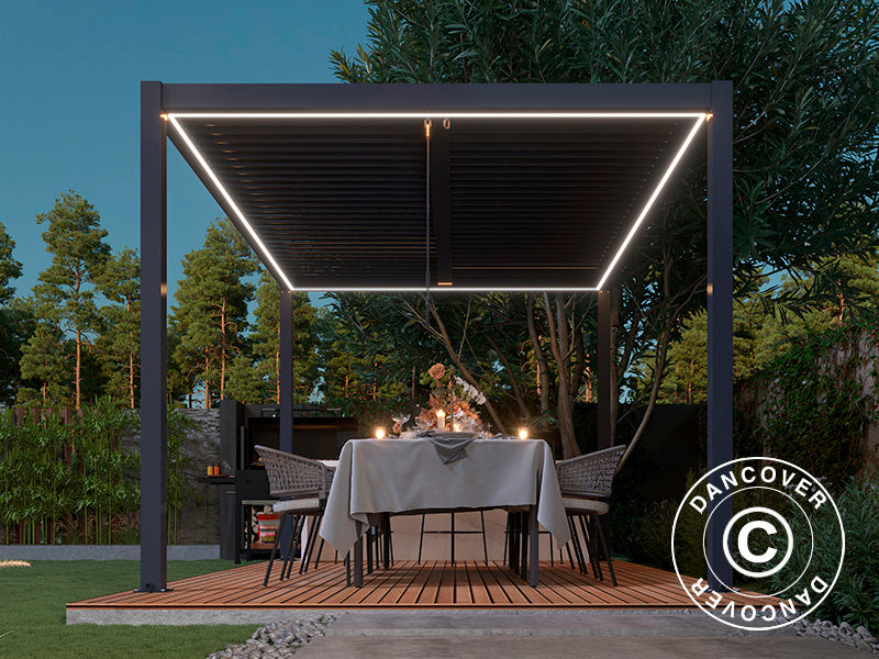 Striscia luminosa LED per pergola San Pablo 3x3m, 4 pz., Bianco caldo