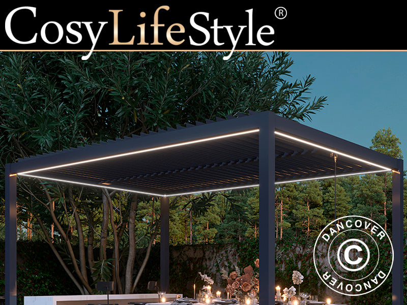 Bande lumineuse LED pour pergola San Pablo 4x4m, 4pcs, Blanc Chaud