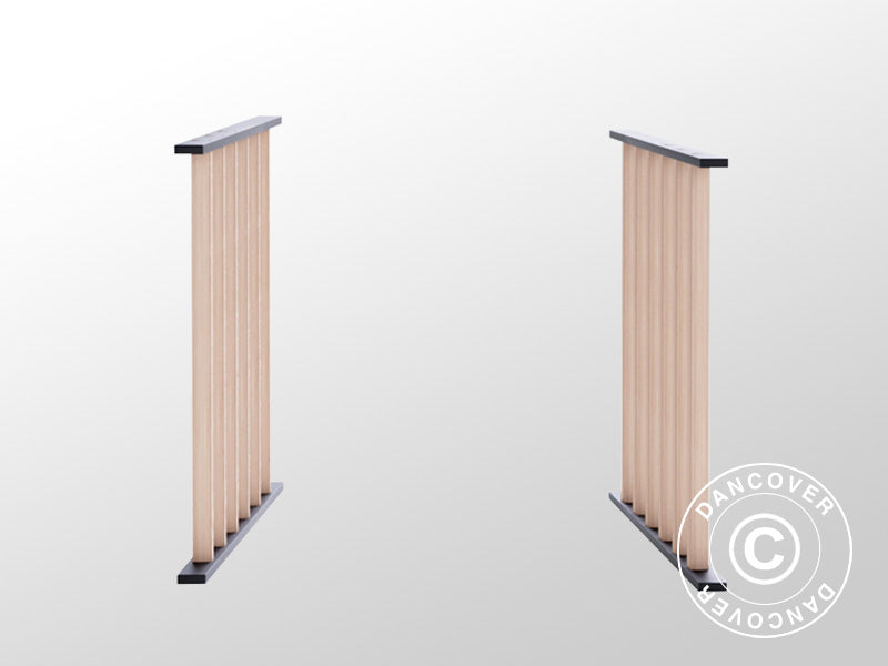 Seitenzäune für Grillpavillon San Juan, Schwarz/Holzoptik, 2 Stk.