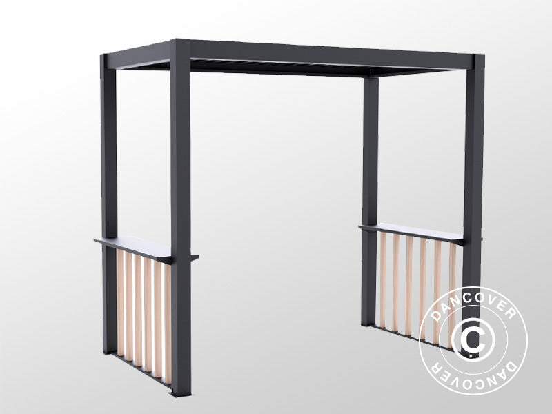 Set steccato per Pergola per barbecue San Juan, Nero/Effetto legno, 2 pz.