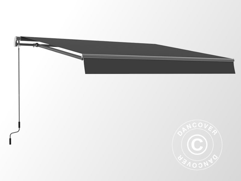 Store banne avec manivelle, 2,95x2m, Gris/Cadre gris