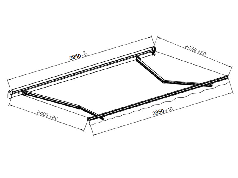 Markise mit Fernbedienung, 3,95x2,5m, grau/grauer Rahmen